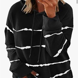 Blue and White Oversized Hoodie with Relaxed Fit